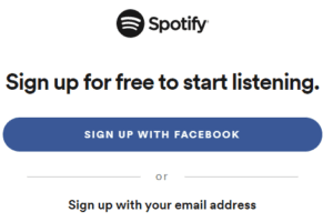 Sign up with Spotify screenshot - Facebook as Identity Provider for Spotify