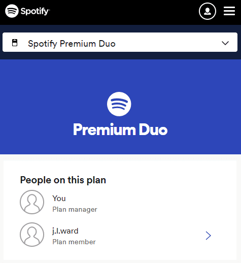 Spotify Premium Duo plan members