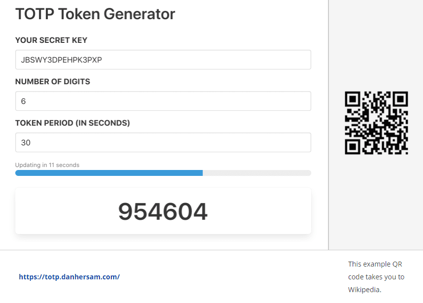 TOTP token generator